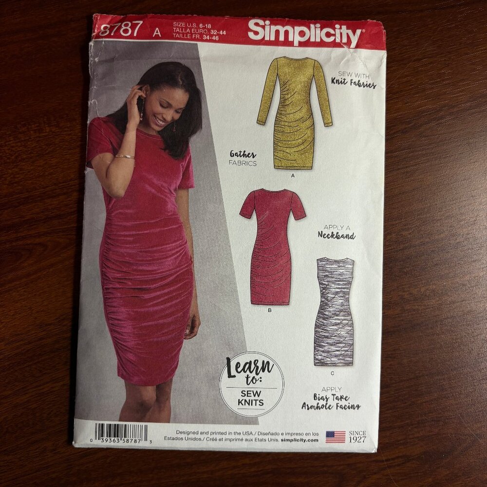 Simplicity Learn to Sew w/Knits Pattern 8787 A for Misses' Knit Dress